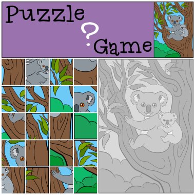 Eğitim oyun: Puzzle. Onun küçük şirin bebek ile anne koala.