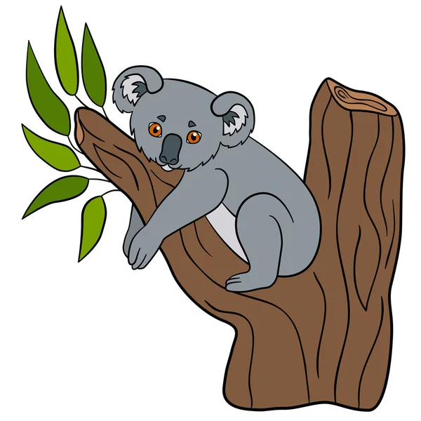 Animais de desenhos animados. Pequeno bebê bonito koala sorrisos . — Vetor de Stock