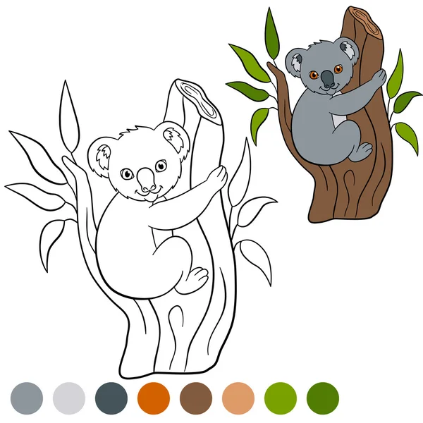 Color me: koala. Little cute baby koala smiles. — Stockový vektor