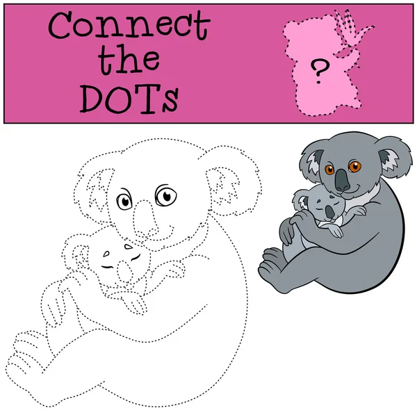 Lernspiel: Verbinden Sie die Punkte. Koalamutter mit ihrem Baby. — Stockvektor