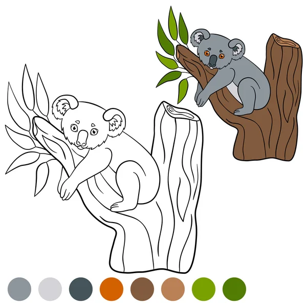 Color me: koala. Pequeño lindo bebé koala sonríe . — Archivo Imágenes Vectoriales