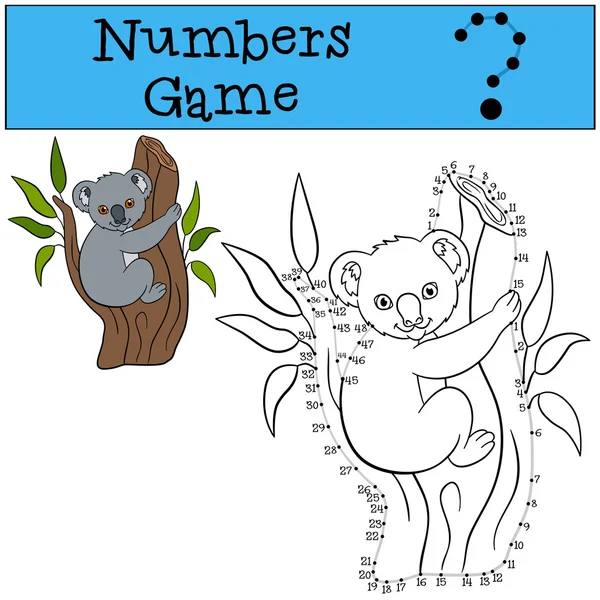 Lernspiel: Zahlenspiel. kleine süße Baby-Koala. — Stockvektor