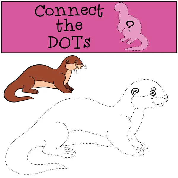 Educational game: Connect the dots. Little cute otter smiles. — Stockový vektor