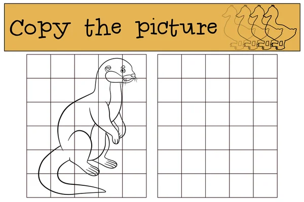 Lernspiel: das Bild kopieren. Kleine süße Fischotter lächelt. — Stockvektor