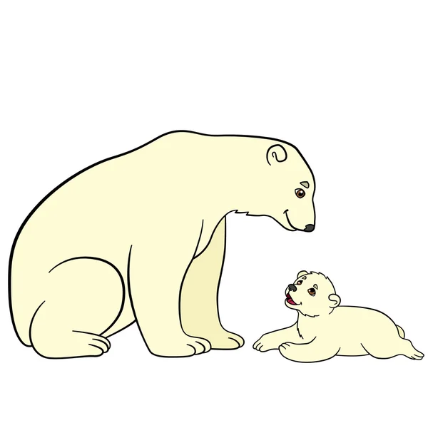 Cartoon animals. Mother polar bear with her baby. — ストックベクタ