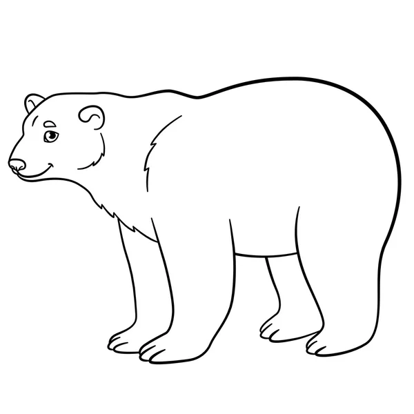 Páginas para colorear. Lindo oso polar sonríe . — Archivo Imágenes Vectoriales