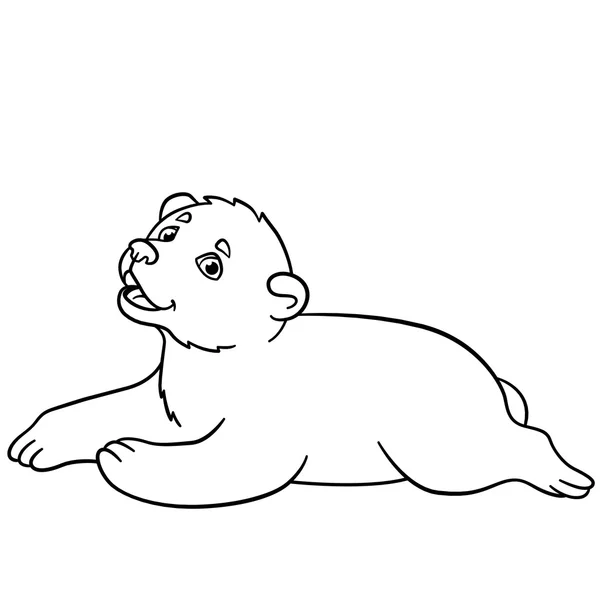 Coloring pages. Little cute baby bear. — Stock vektor