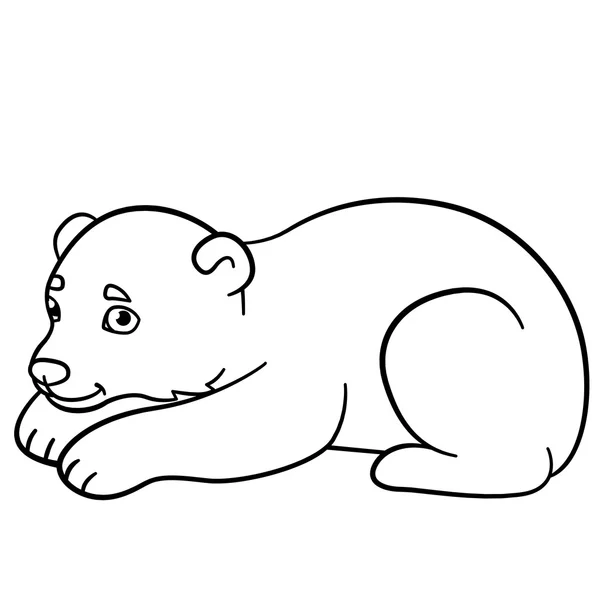 Coloring pages. Little cute baby polar bear. — Stock Vector