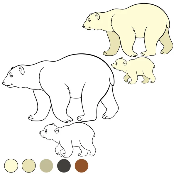 Página para colorear. Madre oso polar con su lindo bebé . — Archivo Imágenes Vectoriales