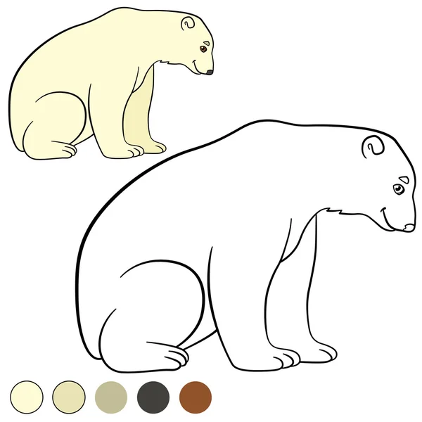 Coloring page. Cute polar bear smiles. — ストックベクタ