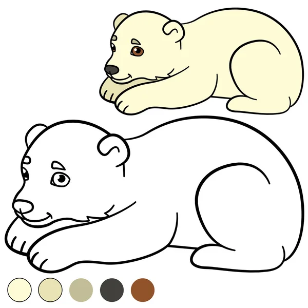 Página para colorir. Pequeno urso polar bebê bonito . — Vetor de Stock