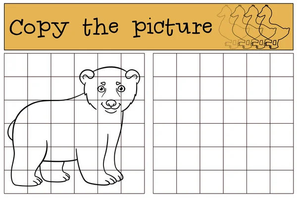 Oktatási játék: a kép másolása. Kis aranyos baba jegesmedve. — Stock Vector