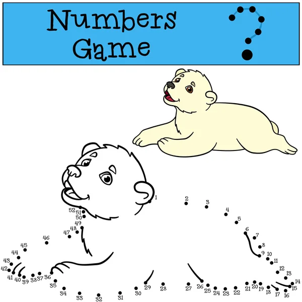 Juego educativo: Números juego. Pequeño oso polar bebé lindo . — Vector de stock