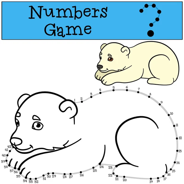Lernspiel: Zahlenspiel mit Kontur. Kleines Polarbaby — Stockvektor
