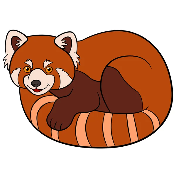 Cartoon wild animals. Little cute red panda. — Stock Vector