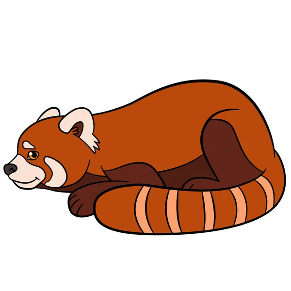 Cartoon wilde dieren. Kleine schattige rode panda. — Stockvector