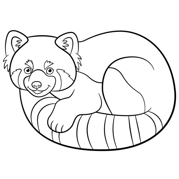Coloring pages. Little cute red panda. — Stock vektor