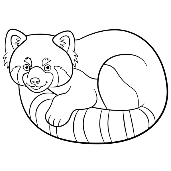 Páginas para colorear. Pequeño lindo panda rojo . — Vector de stock