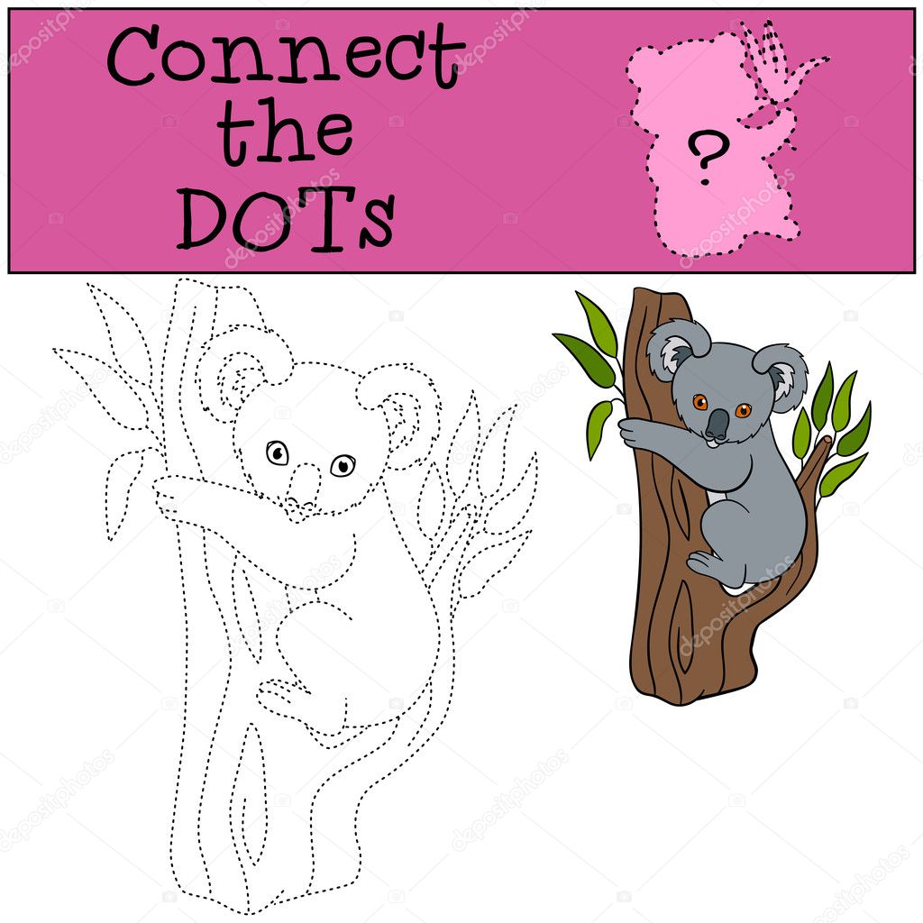 Educational game: Connect the dots. Little cute baby koala.