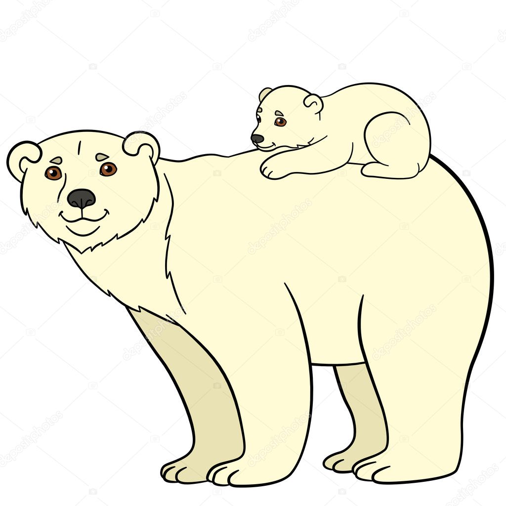 Cartoon Animals Mother Polar Bear With Her Baby Vector Image By C Ya Mayka Vector Stock