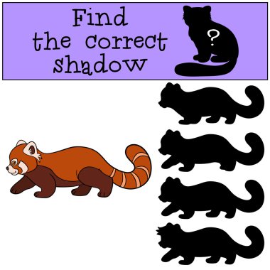 Eğitici bir oyun: doğru gölge bulmak. Küçük şirin kırmızı panda