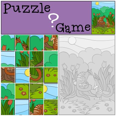 Eğitim oyun: Puzzle. İki küçük şirin numbats.