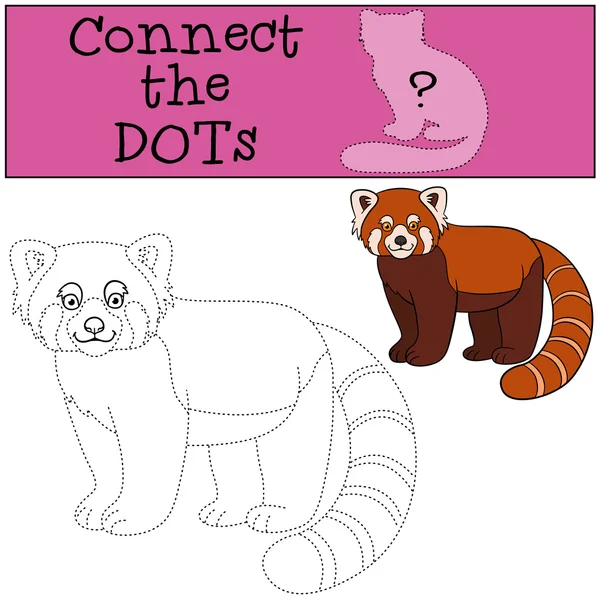 Juego educativo: Conecta los puntos. Pequeño lindo panda rojo sonríe — Archivo Imágenes Vectoriales