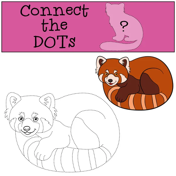 Educational game: Connect the dots. Little cute red panda. — Stockový vektor