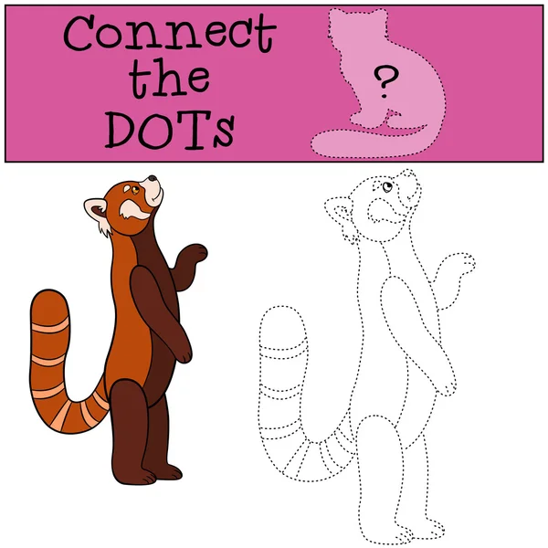 Lernspiel: Verbinden Sie die Punkte. kleiner süßer roter Panda lächelt — Stockvektor