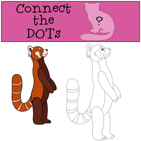Lernspiel: Verbinden Sie die Punkte. kleiner süßer roter Panda lächelt — Stockvektor