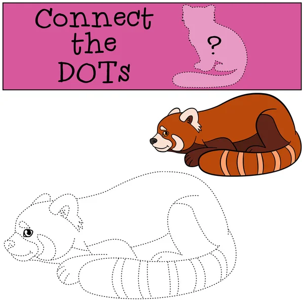 Lernspiel: Verbinden Sie die Punkte. kleiner süßer roter Panda. — Stockvektor