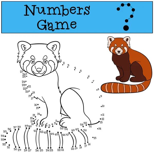 Educational game: Numbers game. Little cute red panda smiles. — ストックベクタ