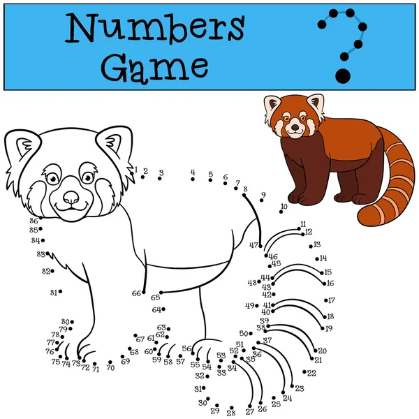 Educatief spel: spel nummers. Kleine schattige rode panda glimlacht. — Stockvector