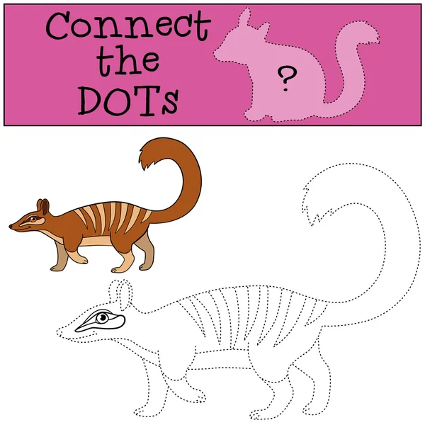 Educational game: Connect the dots. Little cute numbat walks. — Stockový vektor