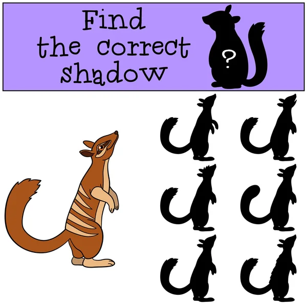 Lernspiel: Finden Sie den richtigen Schatten. kleine süße Taubheitsgefühle — Stockvektor