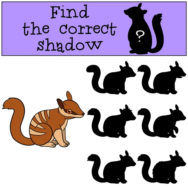 Lernspiel: Finden Sie den richtigen Schatten. kleine süße Baby taub — Stockvektor