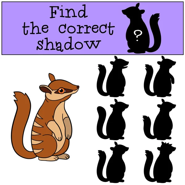 Lernspiel: Finden Sie den richtigen Schatten. kleine süße Baby taub — Stockvektor