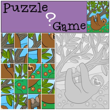 Eğitim oyun: Puzzle. Şirin tembel tembel.