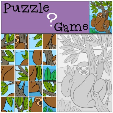 Eğitim oyun: Puzzle. Şirin tembel tembel.