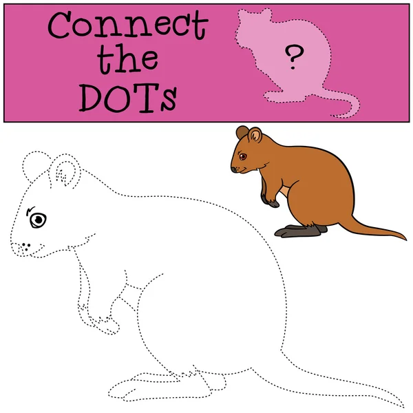 Educational game: Connect the dots. Little cute quokka smiles. — ストックベクタ