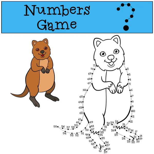 Educational game: Numbers game witn contour. Little cute quokka — Stockový vektor