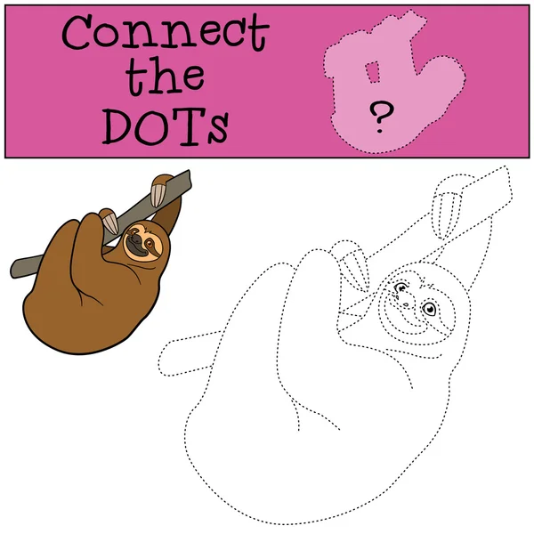 Educational game: Connect the dots. Cute lazy sloth. — Stockový vektor