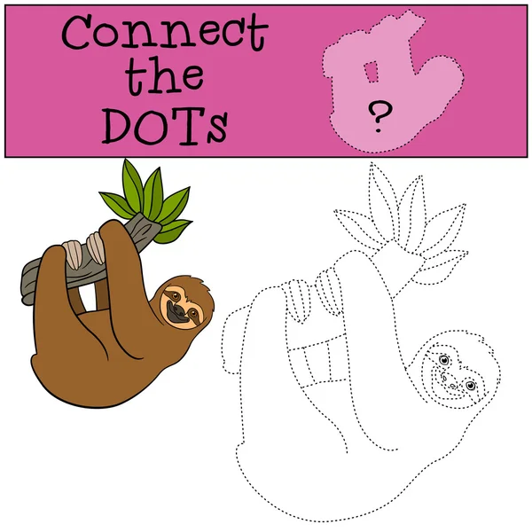 Educational game: Connect the dots. Cute lazy sloth. — Stockový vektor