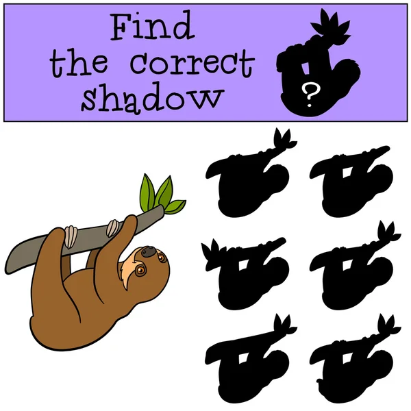 Educational game: Find the correct shadow. Little cute baby slot — Διανυσματικό Αρχείο