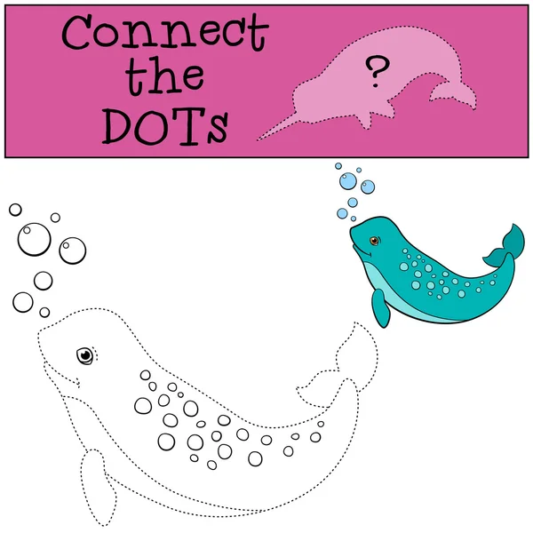 Educational game: Connect the dots. Little cute lady narwhal. — Stock Vector