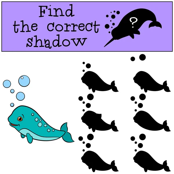 Образовательная игра: Найти правильную тень. Маленький симпатичный малыш — стоковый вектор