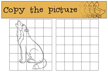 Eğitici bir oyun: resmi kopyalayın. Güzel kurt uluyor.