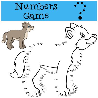 Eğitici bir oyun: sayı oyunu. Küçük şirin bebek kurt standları.