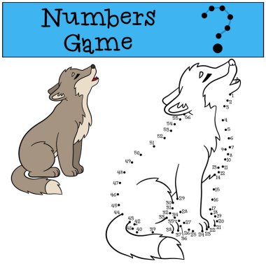 Eğitici bir oyun: sayı oyunu. Küçük şirin bebek kurt uluyor.