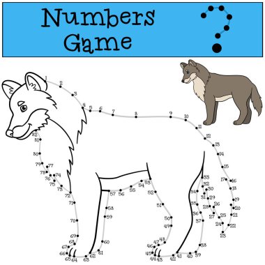 Eğitici bir oyun: kontur ile sayı oyunu. Sevimli güzel kurt